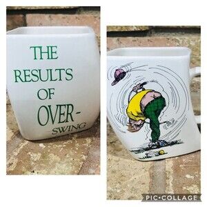 Vintage Funny Golf Mug “The Results of Over-Swing”